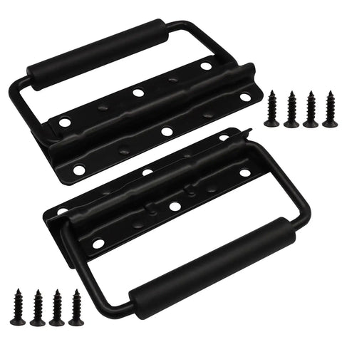 3 Pack Spring Loaded Chest Handles 4.9 Inch Heavy Duty Surface Mount Stainless Steel With Rubber Grip Folding Handle for tool boxes and trunks