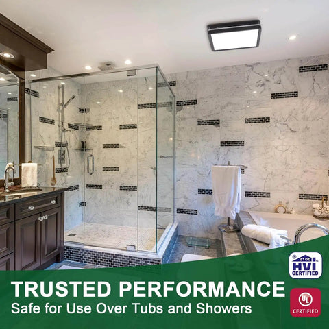 Bathroom showcasing the Akicon Bathroom Exhaust Fan With Light 80 CFM 2.0 Sones Quiet Ceiling Vent installed on the ceiling.