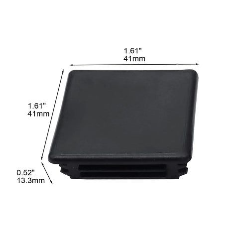 Front view of Black 12 Pack 1-5/8 Inch Square Strut Channel End Caps For Protecting Ends Of Universal Channel Profiles Plastic Plug Caps Waterproof Wear-Resistant Easy Press-In Fit