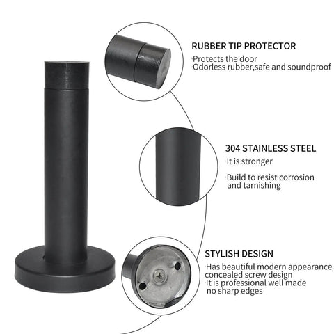 Heavy Duty 3.5 Inch Door Stop Built Tough As Nails From Stainless Steel 304 With Rubber Tip Bumper Wall Mounted Door Holder