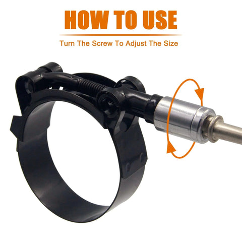 2 Pack 3.5 Inch Stainless Steel T Bolt Hose Clamps 95 To 103mm Clamp Range For 3.5 Inch Hose showing adjustment mechanism