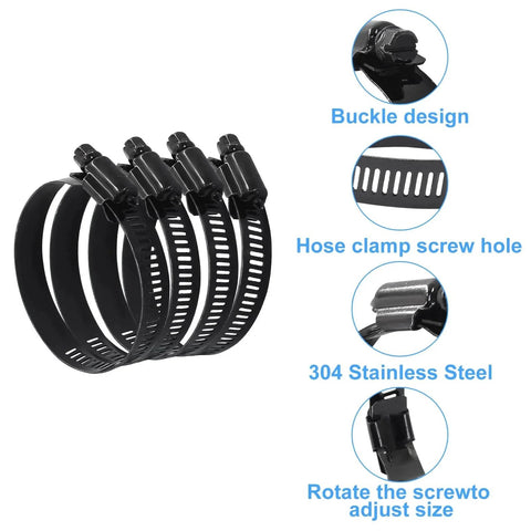 2.5 Inch Stainless Steel Worm Gear Hose Clamp Set of 4 Premium 304 Stainless Steel Corrosion Resistant Adjustable 40 to 63mm