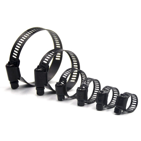 30 Pieces Black Hose Clamps Set With 6 To 51 Millimeters Adjustable Range 304 Stainless Steel Worm Gear Hose Clamps Assortment Kit Six Sizes