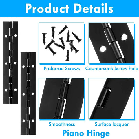 Product details of 2 Pack 6 Inch Stainless Steel Piano Hinges With Screws Heavy Duty Black Cabinet Hinge For Cabinets Doors Windows