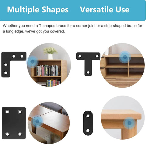 ✝️ 22 Pack Straight Brace Stainless Steel Black Flat Brace Straight Corner Braces Straight Brackets Metal Flat Straight Mending Plates with Screws