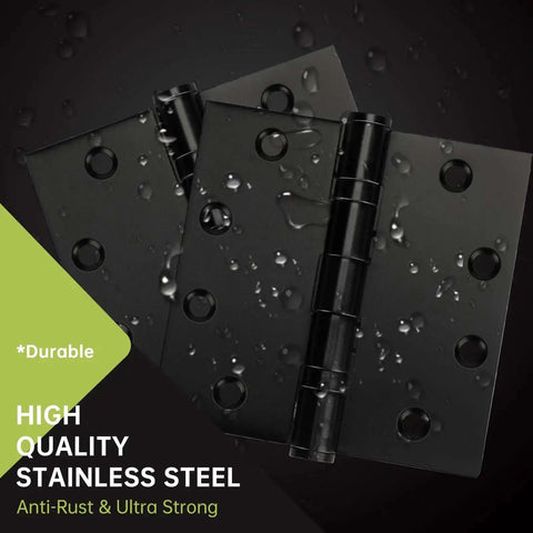 Six Pack Black Door Hinges 4.5 By 4.5 Inches Heavy Duty Stainless Steel Ball Bearing Hinges With Water Droplets