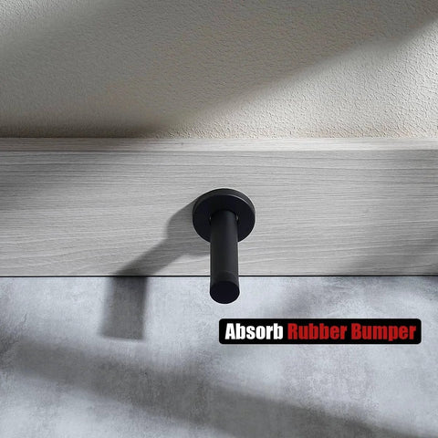 Door Stopper Black, 304 Stainless Steel Thicken 1mm Sound Dampening Door Stop Bumper Wall Protetor 2 Pack installed view