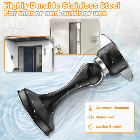 Magnetic Door Stoppers 2 Pack, Stainless Steel Door Stops, black, wall-mounted, corrosion-resistant, waterproof, for indoor outdoor use