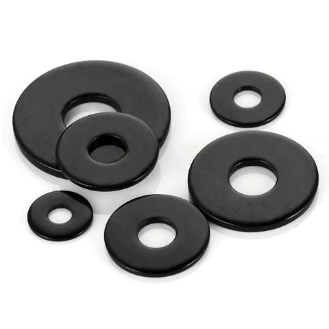 50 Pcs 1/4 Inch Stainless Flat Washers 0.69 Inch Outer Diameter Black Coated 304 Stainless Steel For Screws And Bolts variety