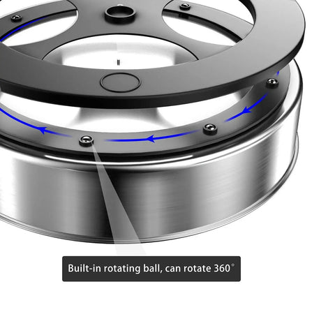 Pantry Cabinet Lazy Susan Black 304 Stainless Steel Turntable with rimmed edge showing 360-degree rotation mechanism, 10-inch diameter.