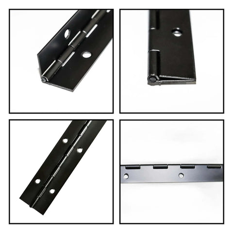 4 Pack 12 Inch Black Stainless Steel Continuous Piano Hinges For Cabinet Doors Woodworking Furniture close-up view