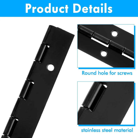 2 Pack 6 Inch Stainless Steel Piano Hinges With Screws Heavy Duty Black Cabinet Hinge For Cabinets Doors Windows Boats And Pianos Rust Resistant