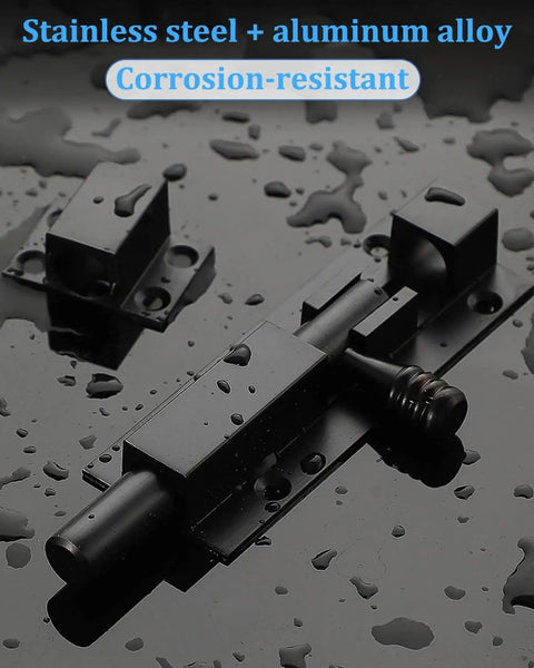 Heavy duty 6 inch slide bolt gate latch made from solid 304 stainless steel with a black electroplating finish