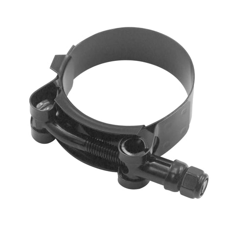 4 Pack 4 Inch T Bolt Hose Clamps in Black Coated 304 Stainless Steel for Heavy Duty Use Clamp Range 108 to 116 mm Front View
