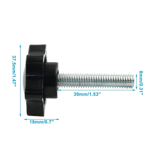 Set Of 2 M8 X 40mm Star Hand Knobs Plastic Hex Shaped Clamping Knobs side view with dimensions, for machinery workbenches and equipment.