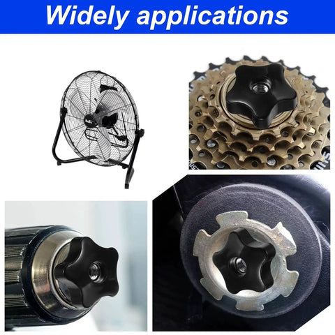 Set Of 12 Black Star Knobs With Three Eighths Inch By Sixteen Female Threads For T Track Bolts Jigs Sawing Machines and Lathes applications