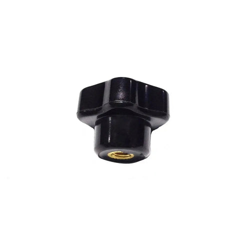 Six Pieces M5 x 25 Female Thread Star Knob Nuts With Clamping Grip, Flat Bottom, Plastic Black Cap, 1 Inch Diameter And 0.75 Inch Height