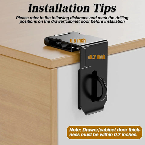 5 Inch Door Hasp And Latch 90 Degree Right Angle Heavy Duty Stainless Steel Padlock Hasp installed on cabinet