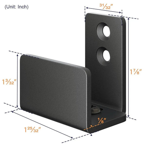 Adjustable U Shape Barn Door Floor Guide Wall Mounted Flush Bottom Guide In Sturdy Steel Black Finish dimensions view