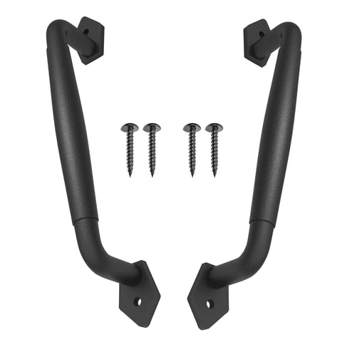 2-Pack 10 Inch Round Rustic Sliding Barn Door Handle In Black Steel For Indoor And Outdoor Use with mounting screws