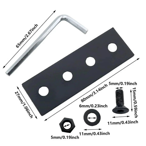 Black Carbon Steel Barn Door Track Splice Piece 80mm Metal Splice Plate Repair Fastener For Sliding Barn Door Track with hardware