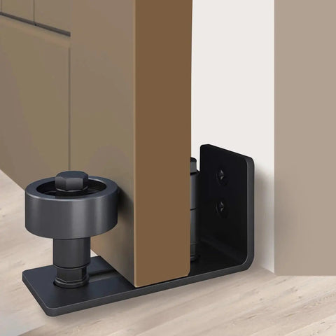 Installed Adjustable Sliding Door Floor Guide Two Pack For Barn Doors In Black Durable Steel Runner And Guide System