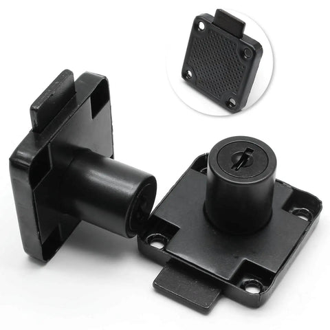 Alloy Cylinder Drawer Lock For Office Cabinets And Desks With Two Keys 19mm Hole Diameter Durable Cold Rolled Steel Black Finish