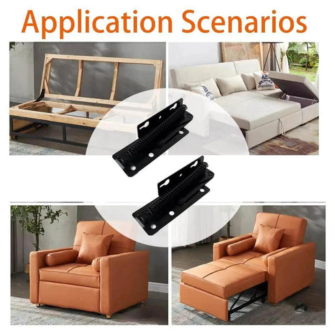 Application scenarios for 2-Piece Folding Bracket And Hidden Cabinet Hinge Set For Furniture And Beds.