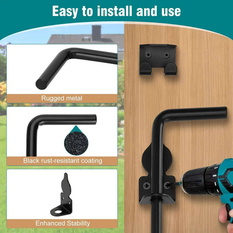 Installing 36 Inch Heavy Duty Gate Drop Rod Two Pack Built Tough Black Solid Steel Cane Bolt Gate Latch for Wooden Fences