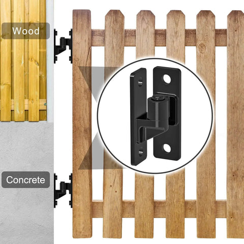 Heavy Duty Gate Hinges, 2Pack High Strength Steel with Electroplated Finish, 600LB Load Capacity, shown on wooden gate