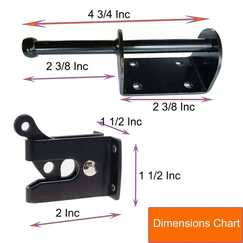 Self Locking Gate Latch For Outdoor Fences In Black Steel With Automatic Gravity Lever Lock Included Fasteners Spring And Cable Pull String Built Tough For Wooden And Metal Gates No Fuss Install Weatherproof Security dimensions chart