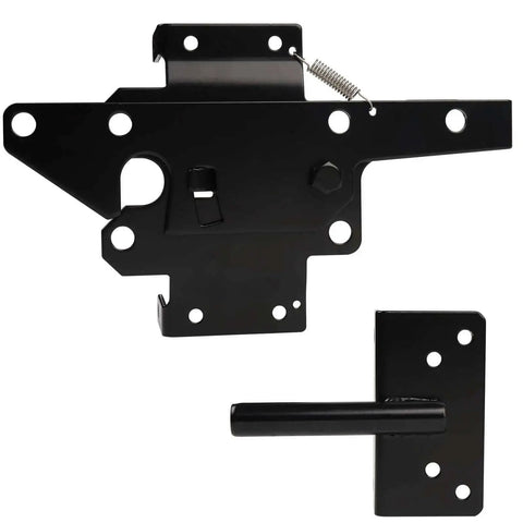 Heavy Duty Gate Latch For Wooden Fences Post Mount Automatic Gravity Lever Self Locking Gate Hardware For Wood And Vinyl Fence Gates Black Steel Finish
