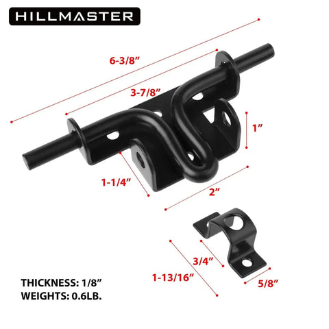 Heavy Duty Slide Bolt Gate Latch For Wooden Fences And Doors With Padlock Hole, black steel latch dimensions and components