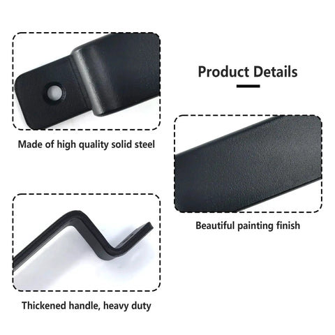 Sliding Barn Door Handle Black Steel, 7.5 Inch Length, close-up on matte finish and heavy-duty design, product details