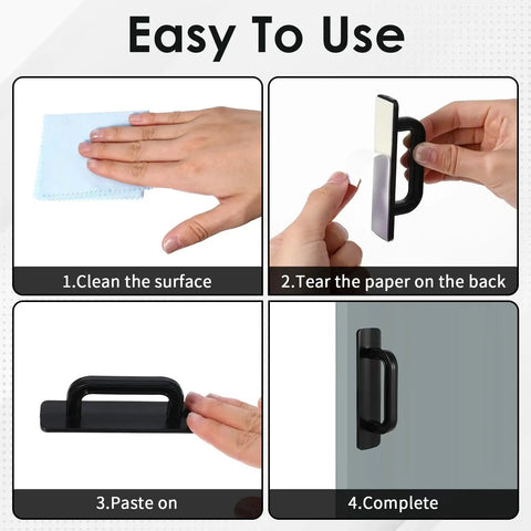 Four Pack Adhesive Cabinet Handles Self Stick Drawer Pulls No Drill Black 4 Inch Stick On Handles installation guide
