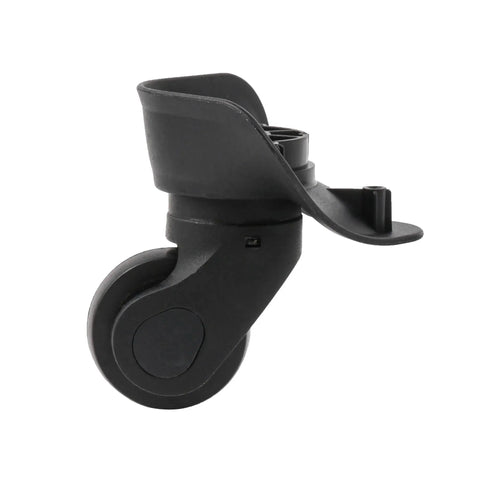 Side view of Black Luggage Wheel Replacement Set For Suitcases Left And Right Swivel Caster Wheels With 4 Hole Mounts And 360 Degree Rotation