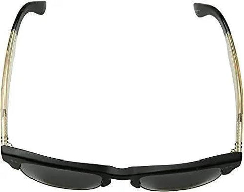 Black sunglasses with sleek design and transparent temples, front view