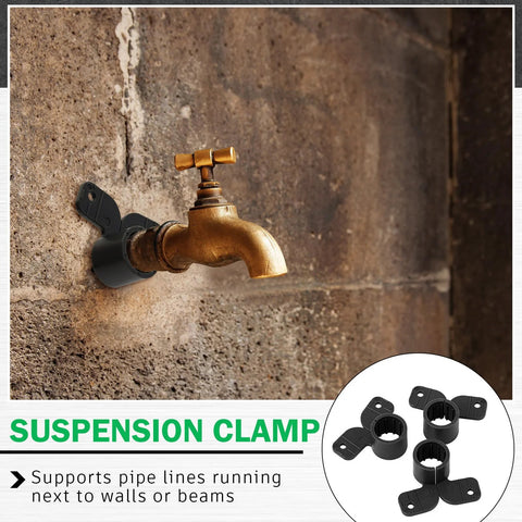 25 Pack Half Inch PEX Pipe Clamps For Pex Copper CPVC Tubing Supports Butterfly Style Black Durable Snap On Suspension Clips Designed For Easy Install And Secure Fit In Home Plumbing Projects Briwooody installed on a wall with a faucet.