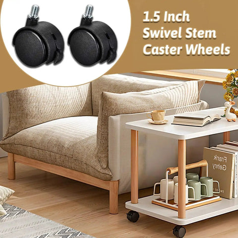 4 Pcs 1.5 Inch Swivel Caster Wheels With Locking Brake M8 Threaded Stem Replacement Casters for Seats Shelves Shopping Baskets