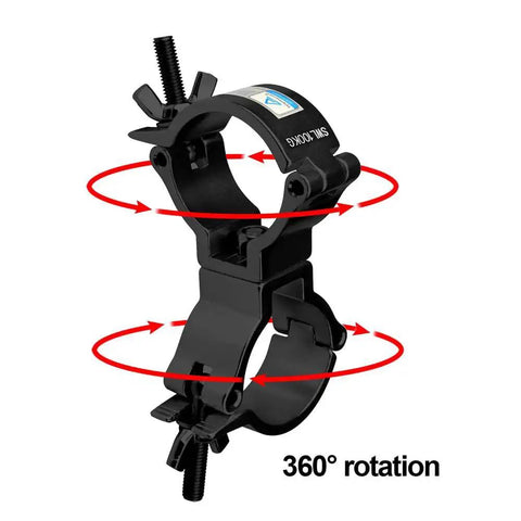 Four Pack Black Swivel Double Truss Clamps For Two Inch Truss Tubes, 360 Degree Wrap Around DJ Stage Lighting Clamp