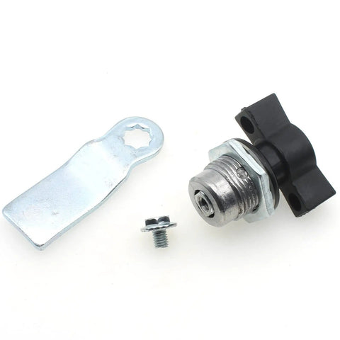 Lock and secure cabinets, machines, and electrical boxes with a durable two piece cam lock set featuring a zinc alloy body, ABS handle