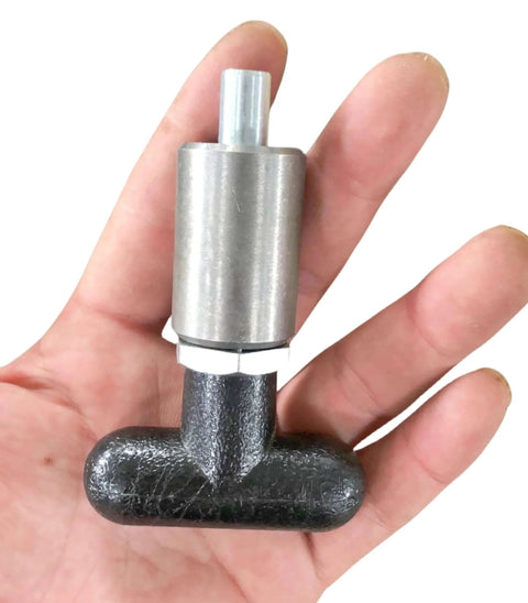 1/2" Diameter T knob Spring Loaded Pop Pin Spring Loaded Zinc Plated Steel Plunger POP Pull Pin Tire Carrier Pin, black plastic T-handle
