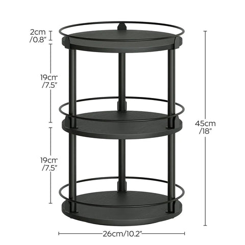 Three Tier Lazy Susan Organizer With 360 Degree Rotation Ball Bearing Turntable Spice Rack for kitchen in black