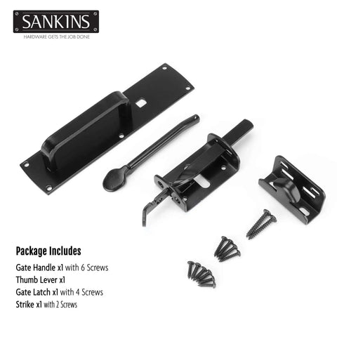 Heavy Duty Thumb Gate Latch Hardware With Handle For Wooden And Vinyl Fences Self Locking Outdoor Gate Lock Kit components