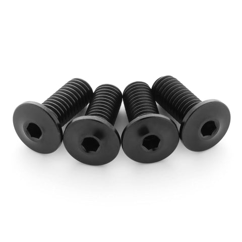 ✝️ Terske Ultra-Low Profile Superlight Black Titanium Bottle Cage Bolts: 4-Pack, front view of sleek black bolts on white background.