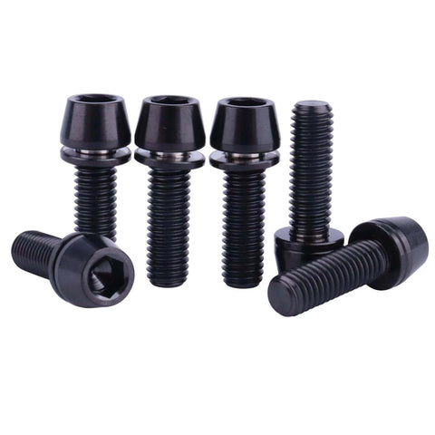 ✝️ UHDFBDHF 6PCS Titanium Screw Internal Hex M5x16mm 18mm 20mm Tapered Head Bolt with Washer for Bicycle Stem, black bolts display