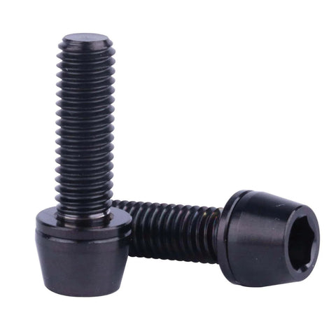 ✝️ UHDFBDHF 6PCS Titanium Screw Internal Hex M5x16mm 18mm 20mm Tapered Head Bolt with Washer for Bicycle Stem (Black, M5x16mm)