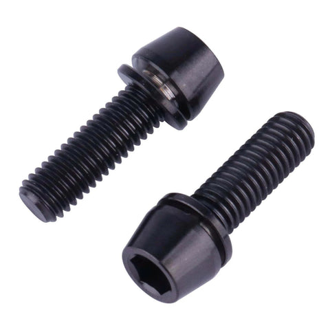 ✝️ UHDFBDHF 6PCS Titanium Screw Internal Hex M5x16mm 18mm 20mm Tapered Head Bolt with Washer for Bicycle Stem (Black, M5x16mm)