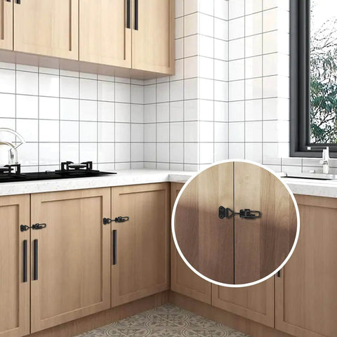 Kitchen cabinet with Adjustable Black Toggle Clamp Latch Set With Lock Hole And 550 Lbs Holding Capacity installed and in use