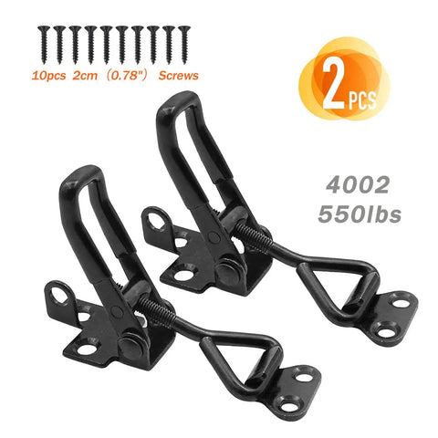 Adjustable Black Toggle Clamp Latch Set With Lock Hole And 550 Lbs Holding Capacity Heavy Duty Quick Release Metal Pull Latches For Lids Boxes Cases Doors And Smokers Includes Ten 0.78 Inch Screws